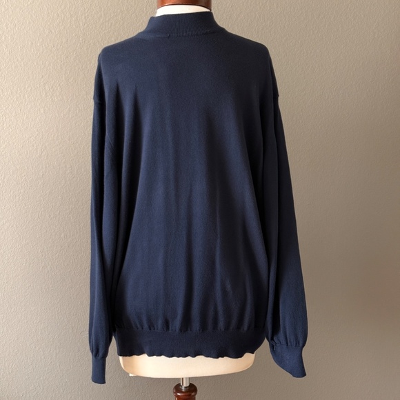 Vintage Linea Uomo  Navy Blue Long Sleeve Pullover Sweater Sz Large Mock Italy - Picture 1 of 7